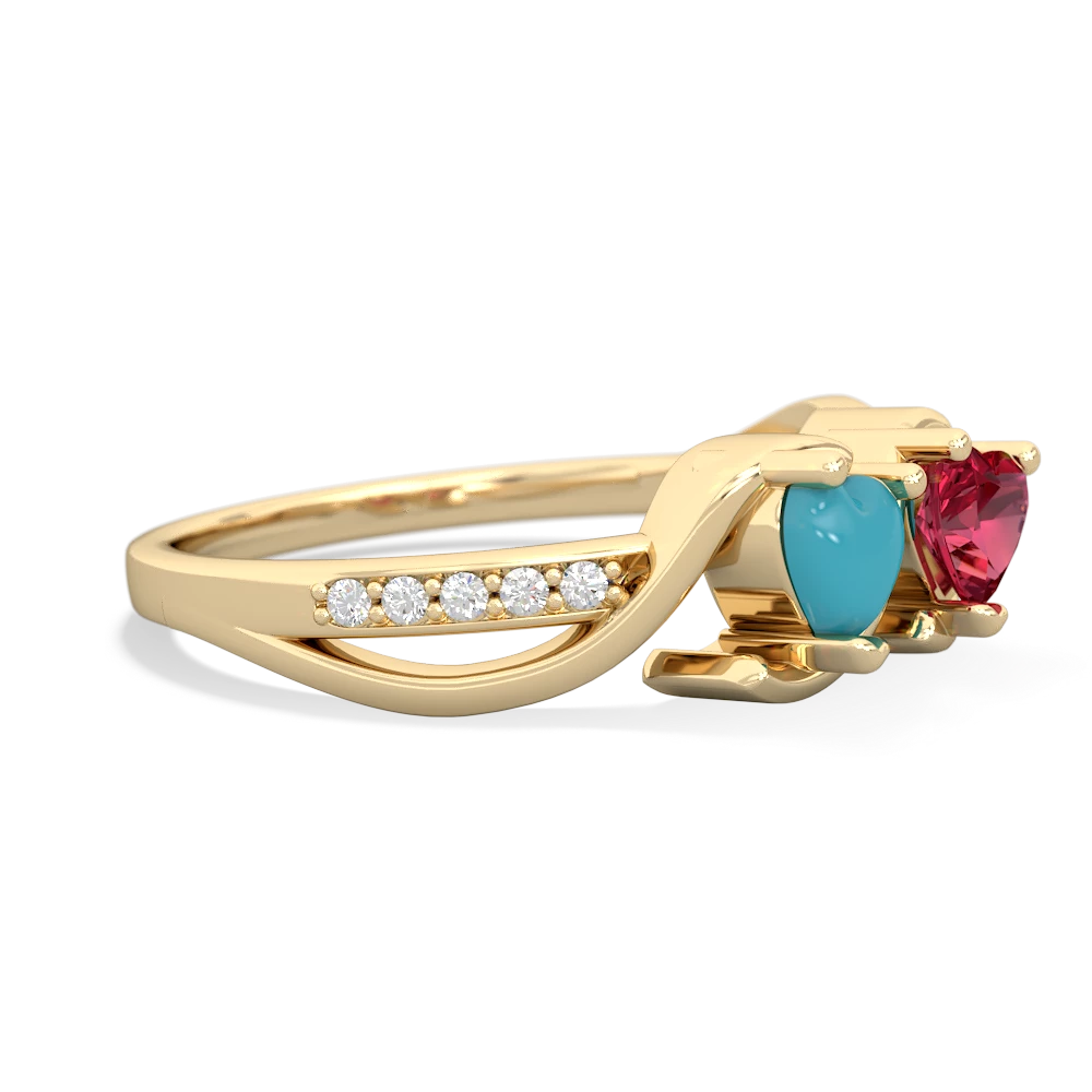 Turquoise Side By Side 14K Yellow Gold ring R3090