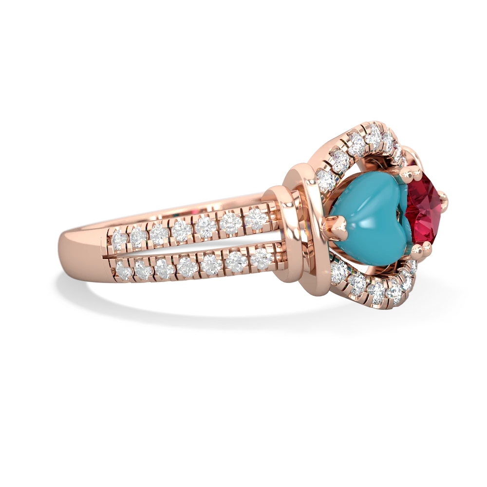 Turquoise Art-Deco Keepsake 14K Rose Gold ring R5630