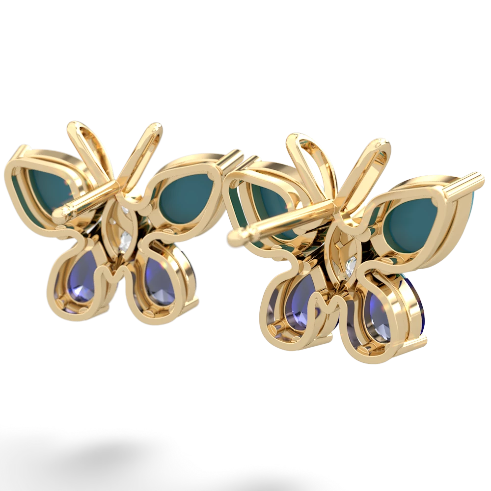 Turquoise Butterfly 14K Yellow Gold earrings E2215