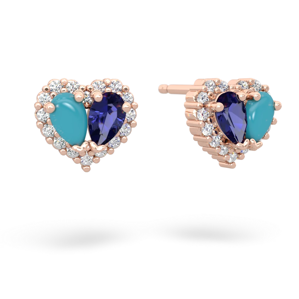 Turquoise Halo 14K Rose Gold earrings E7008