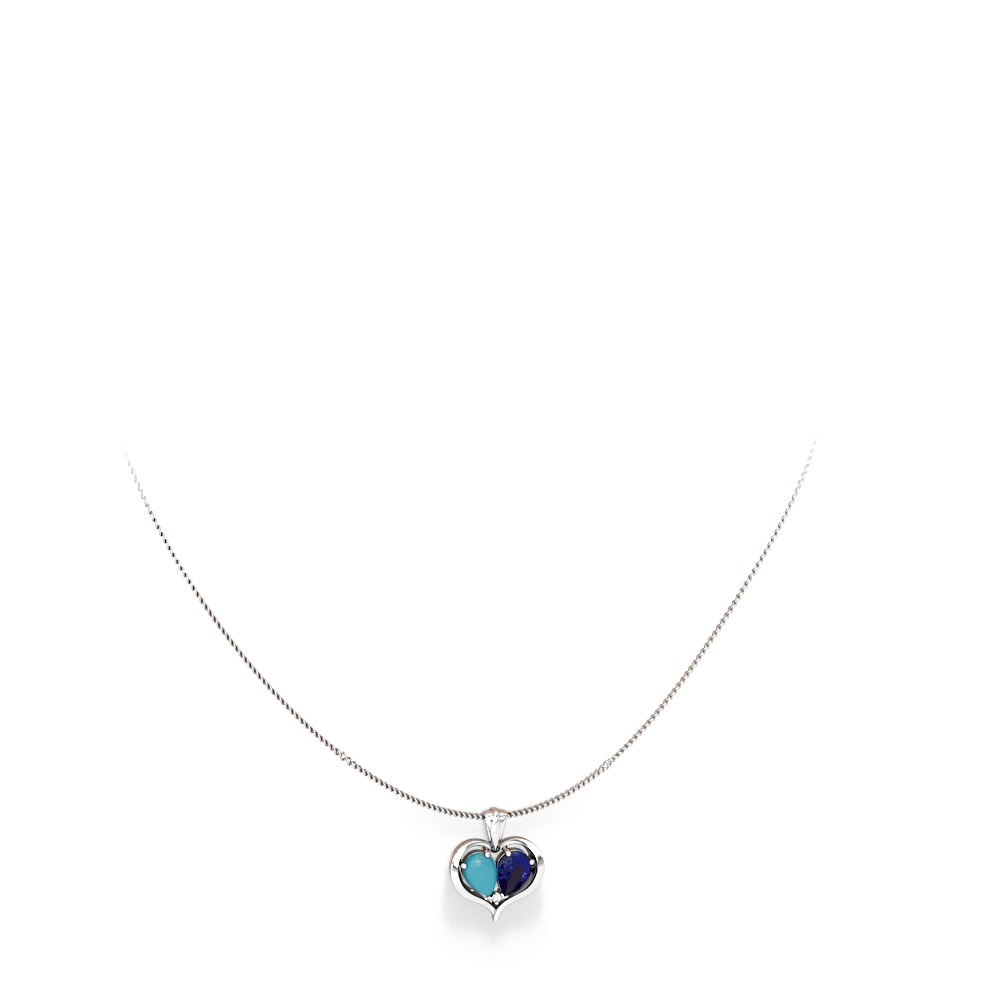 Turquoise Two Become One 14K White Gold pendant P5330