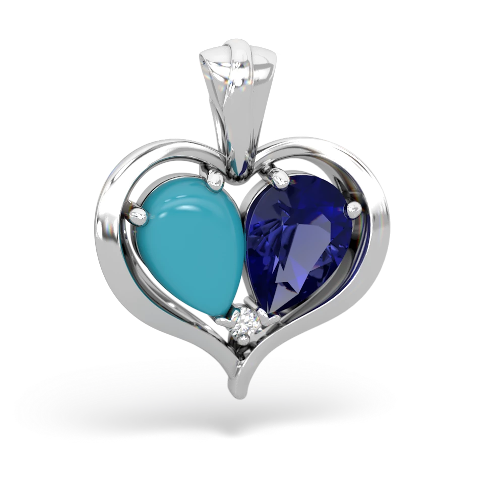 Turquoise Two Become One 14K White Gold pendant P5330