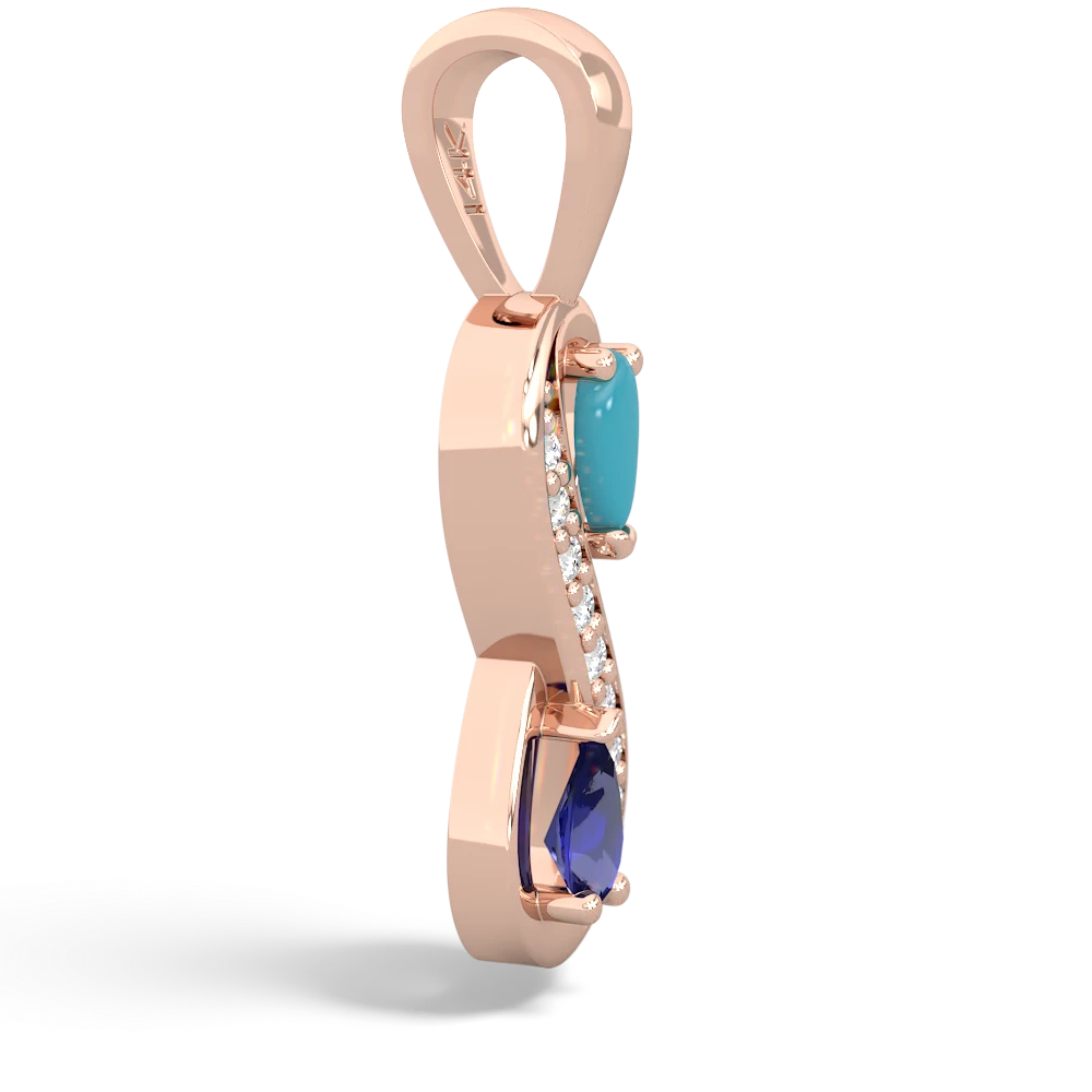 Turquoise Diamond Infinity 14K Rose Gold pendant P5390