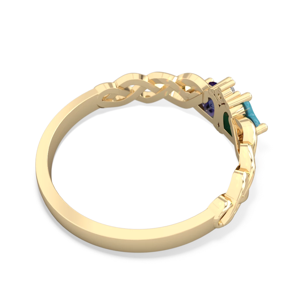 Turquoise Heart To Heart Braid 14K Yellow Gold ring R5870