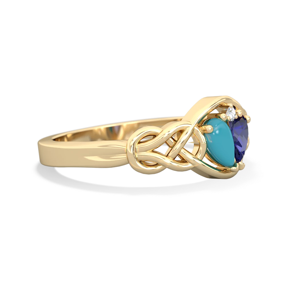 Turquoise Celtic Love Knot 14K Yellow Gold ring R5420