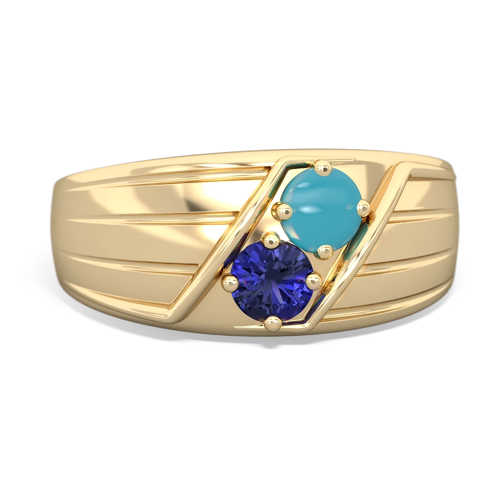 Turquoise Men's Streamline 14K Yellow Gold ring R0460