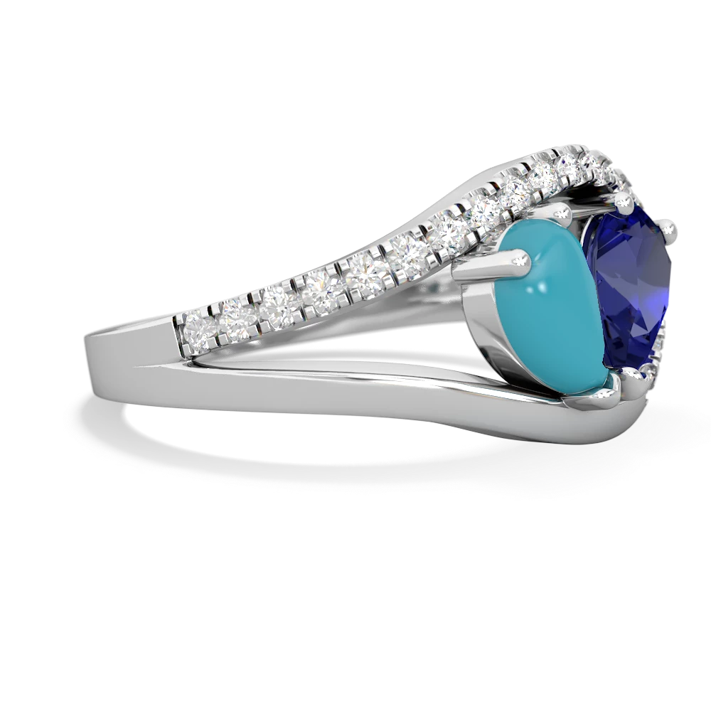 Turquoise Nestled Heart Keepsake 14K White Gold ring R5650