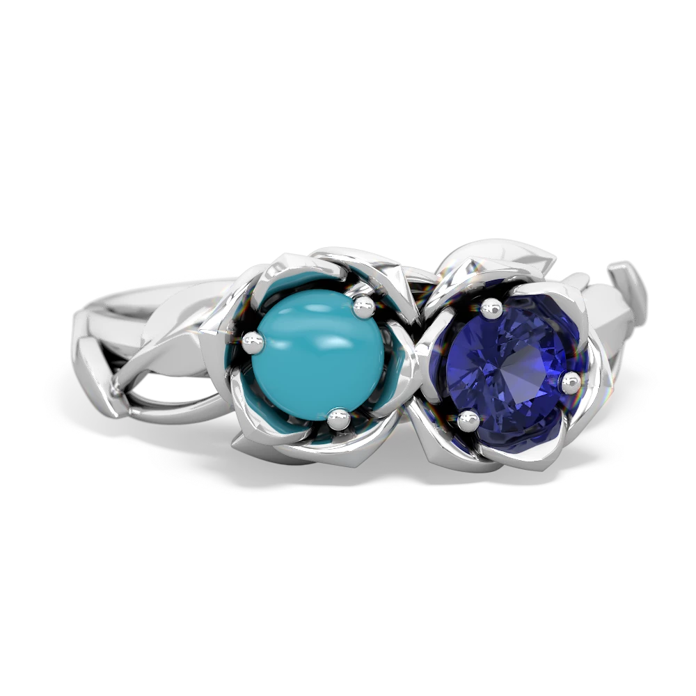 Turquoise Rose Garden 14K White Gold ring R5510