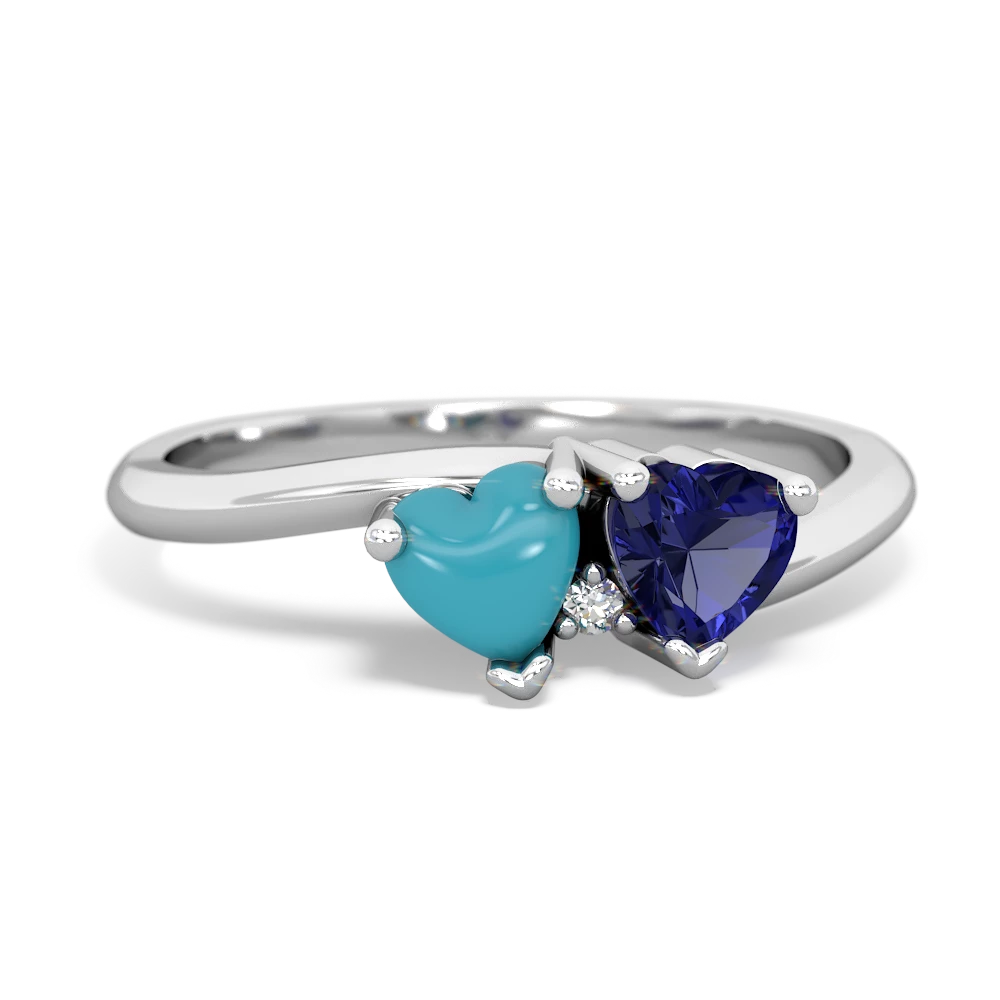 Turquoise Sweethearts 14K White Gold ring R5260