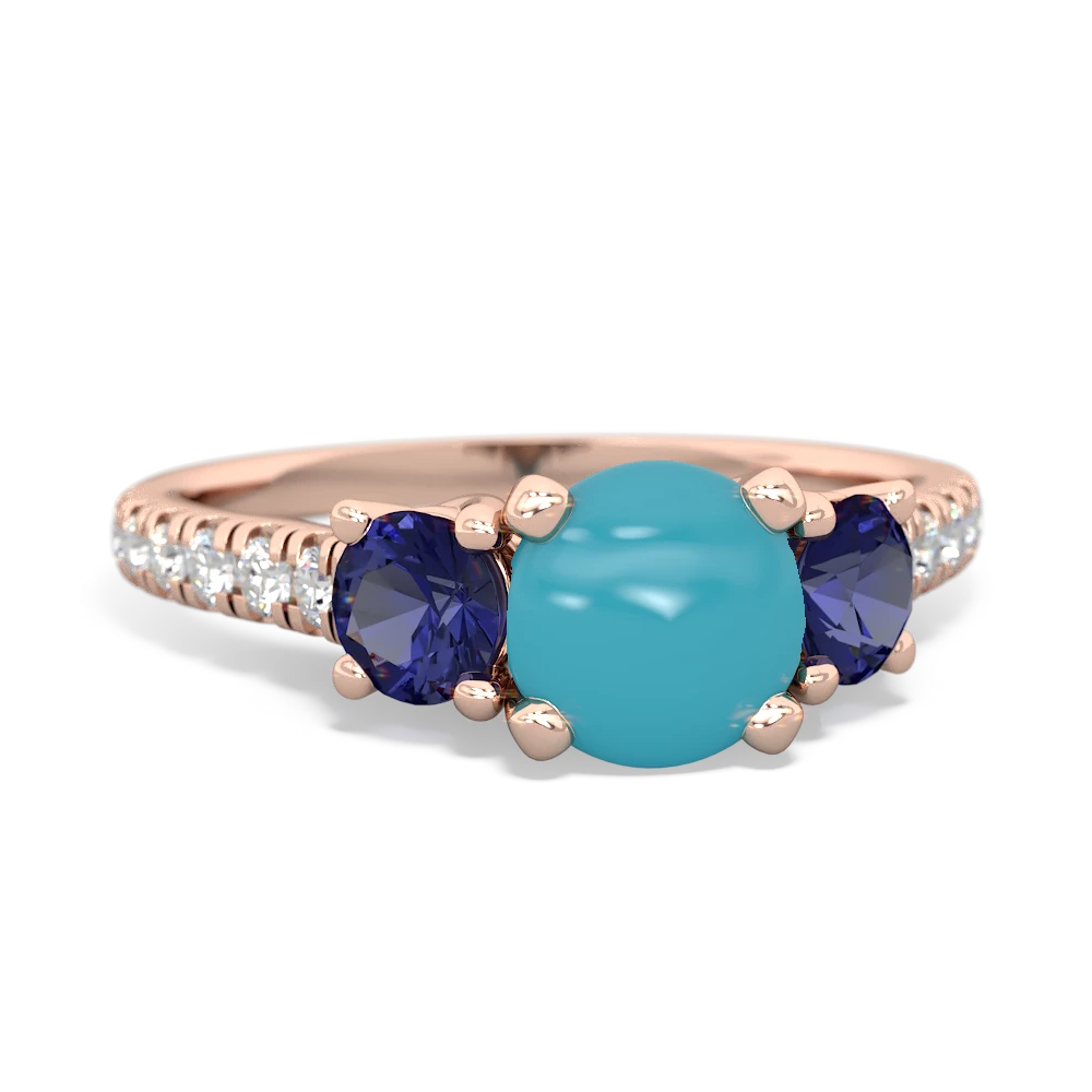 Turquoise Pave Trellis 14K Rose Gold ring R5500