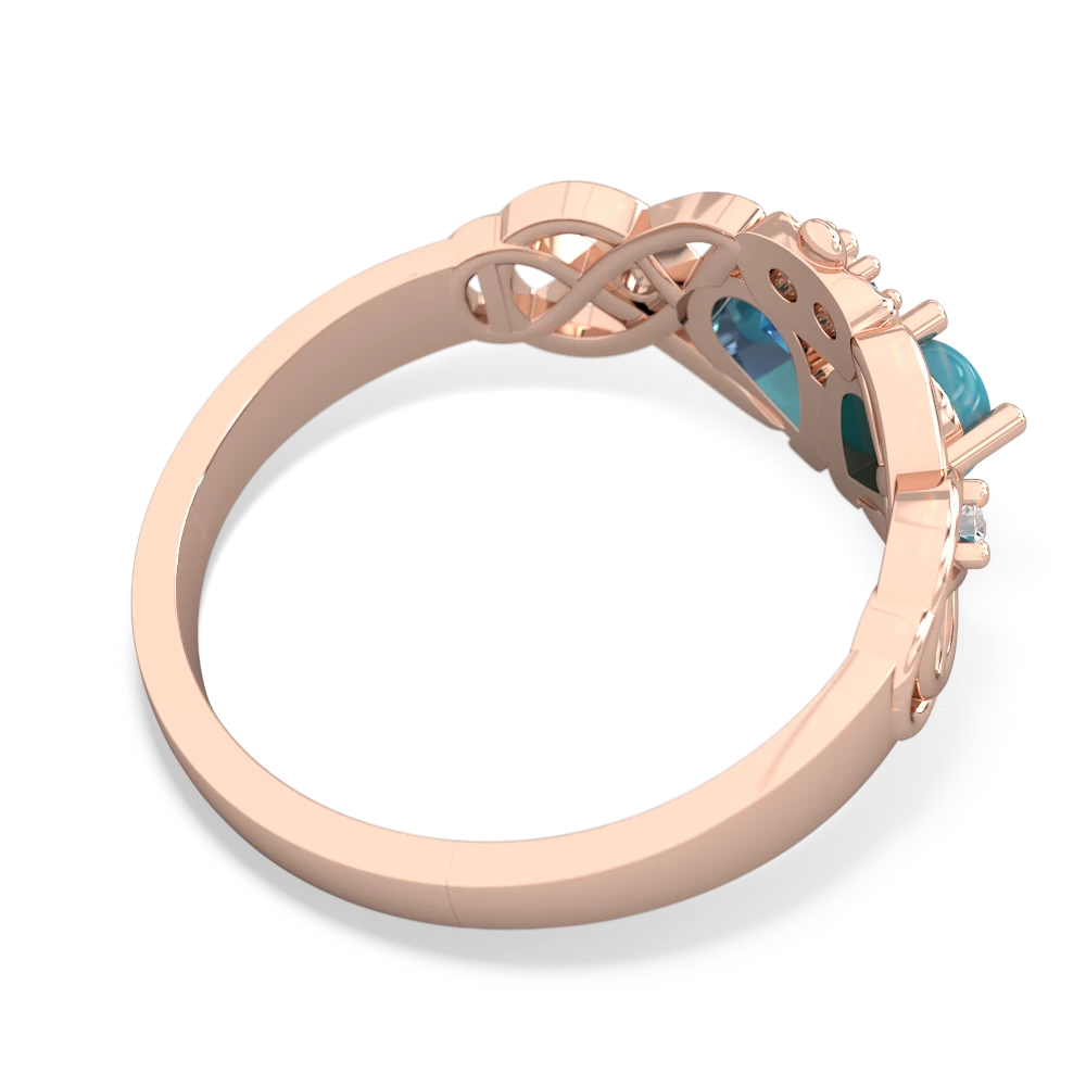 Turquoise 'One Heart' Celtic Knot Claddagh 14K Rose Gold ring R5322