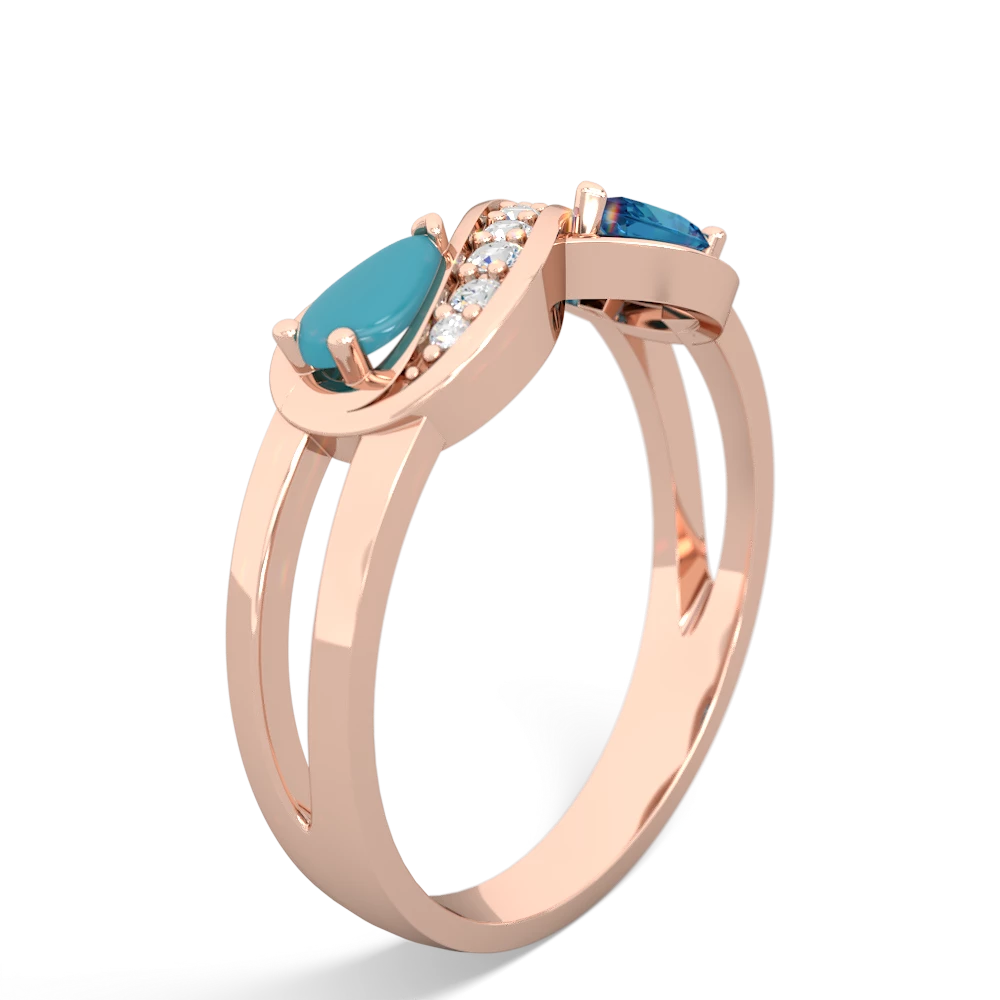 Turquoise Diamond Infinity 14K Rose Gold ring R5390