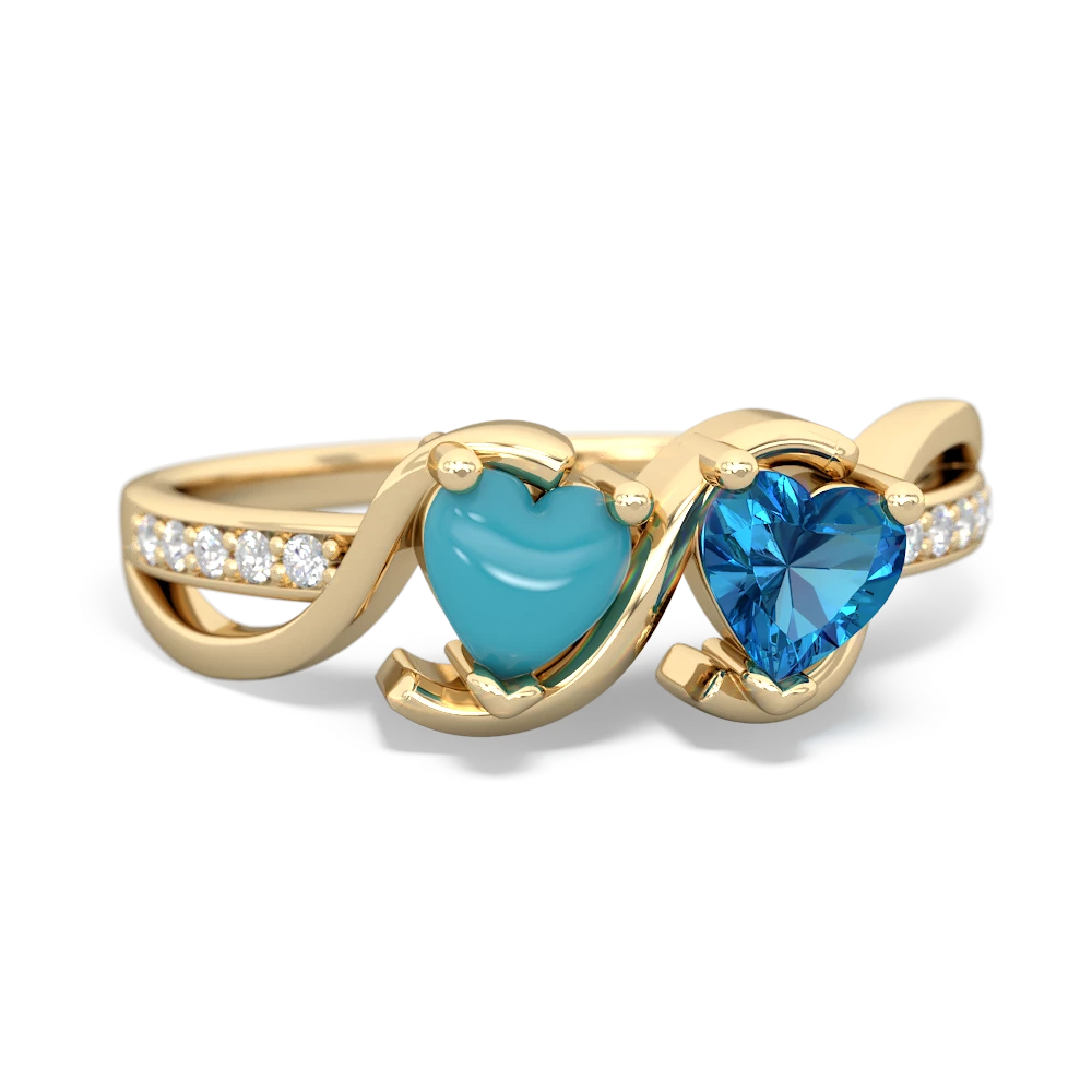 Turquoise Side By Side 14K Yellow Gold ring R3090