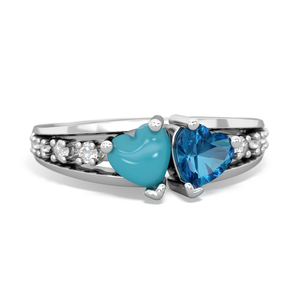 Turquoise Heart To Heart 14K White Gold ring R3342