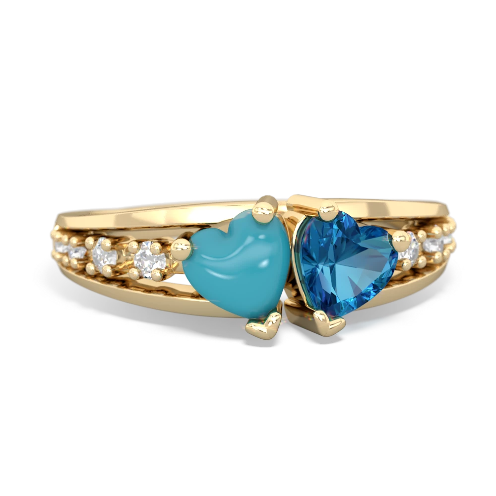 Turquoise Heart To Heart 14K Yellow Gold ring R3342