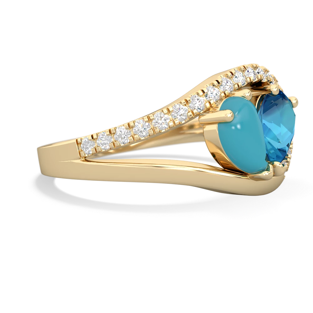 Turquoise Nestled Heart Keepsake 14K Yellow Gold ring R5650