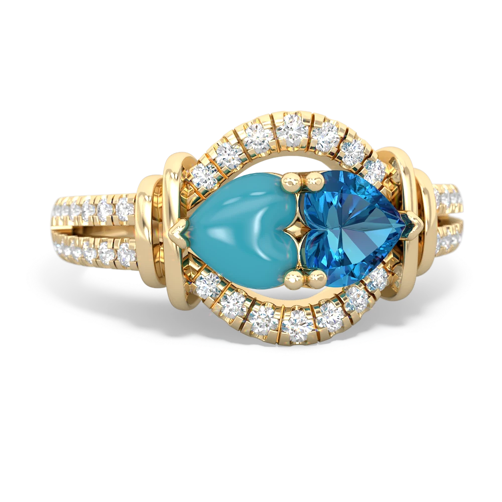 Turquoise Art-Deco Keepsake 14K Yellow Gold ring R5630