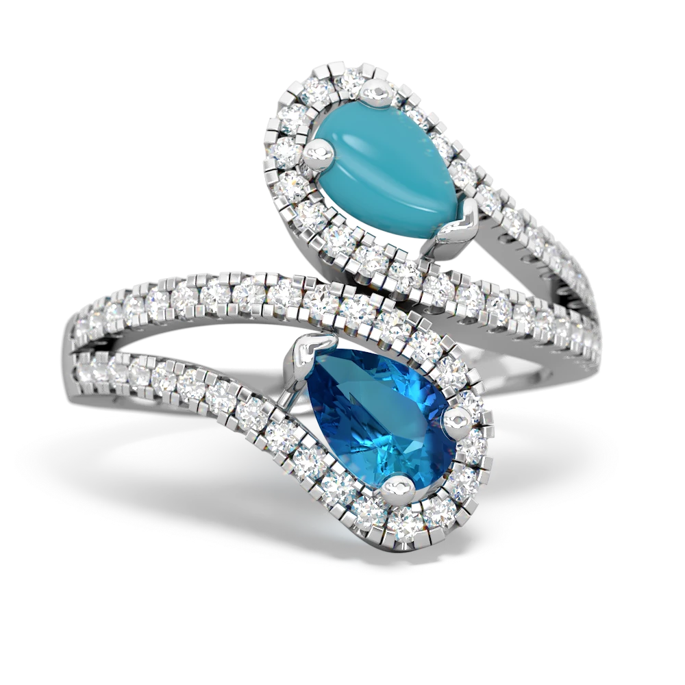 Turquoise Diamond Dazzler 14K White Gold ring R3000