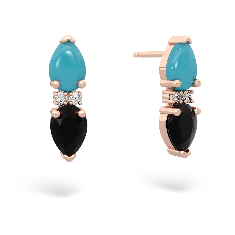 Turquoise Bowtie Drop 14K Rose Gold earrings E0865