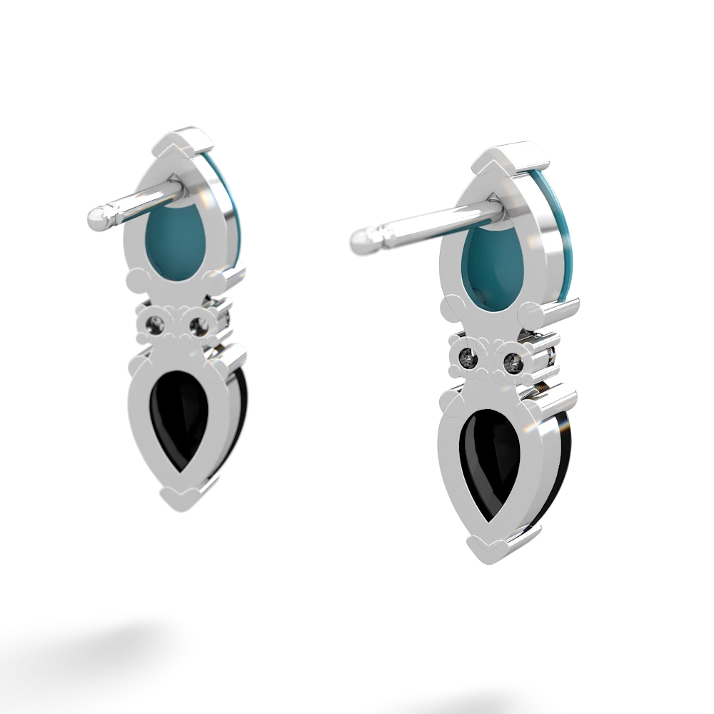 Turquoise Bowtie Drop 14K White Gold earrings E0865