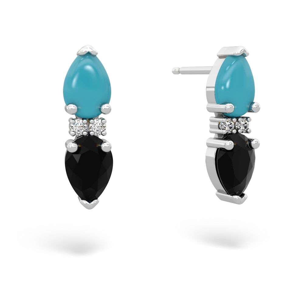 Turquoise Bowtie Drop 14K White Gold earrings E0865