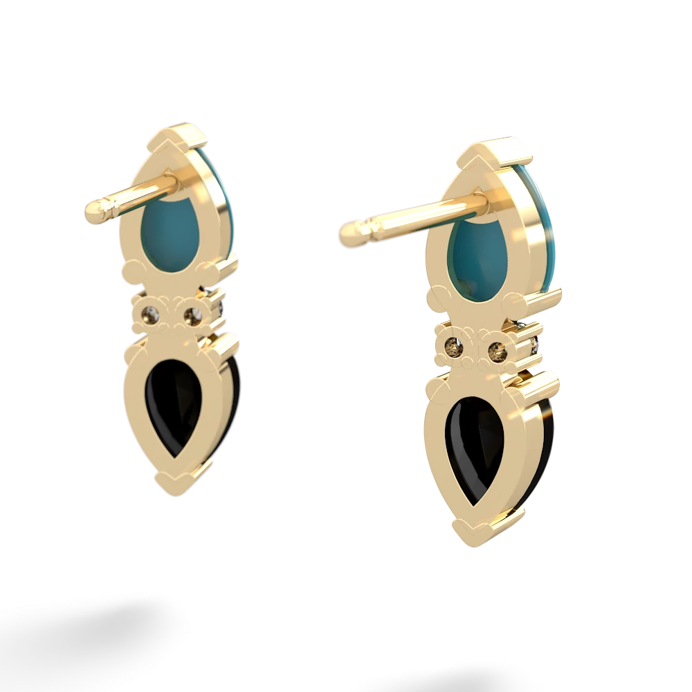 Turquoise Bowtie Drop 14K Yellow Gold earrings E0865