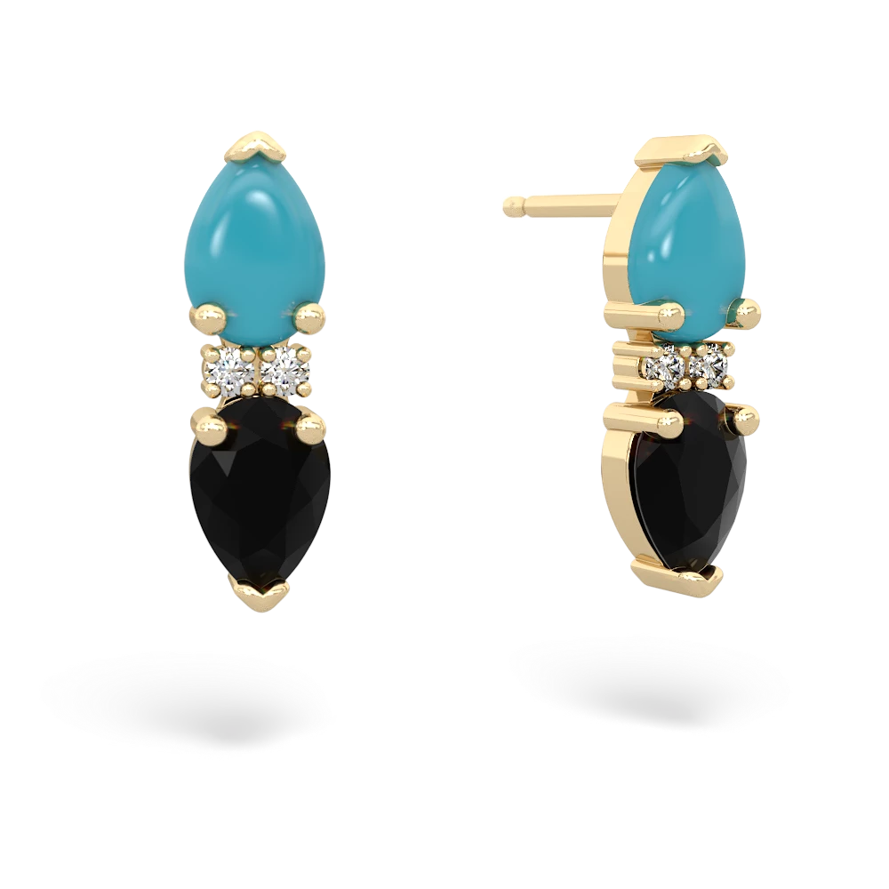 Turquoise Bowtie Drop 14K Yellow Gold earrings E0865