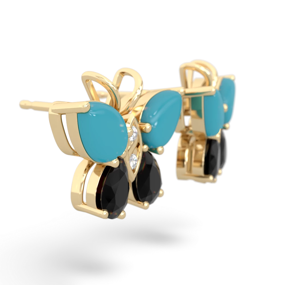 Turquoise Butterfly 14K Yellow Gold earrings E2215