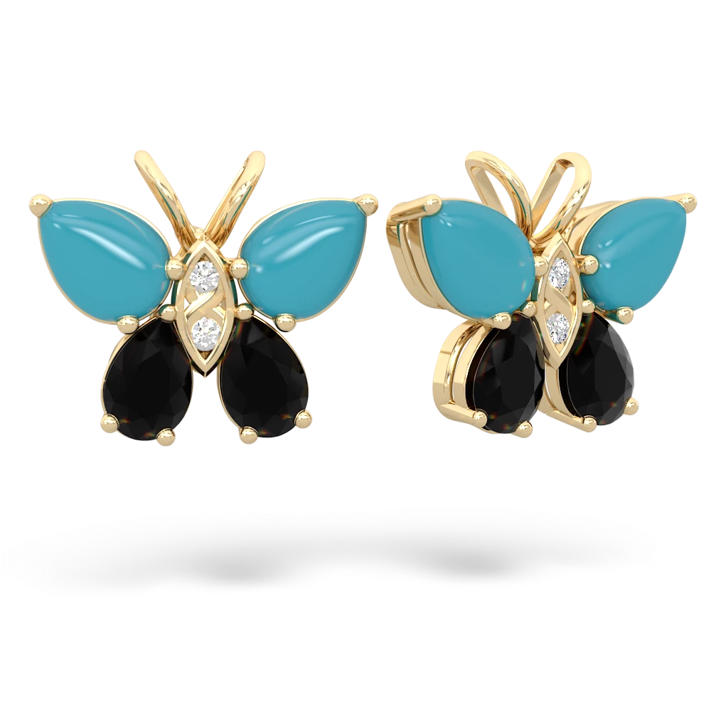 Turquoise Butterfly 14K Yellow Gold earrings E2215