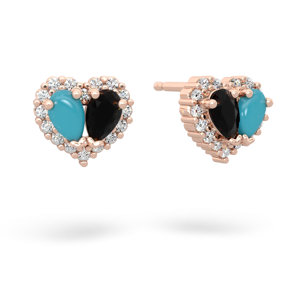 Turquoise Halo 14K Rose Gold earrings E7008