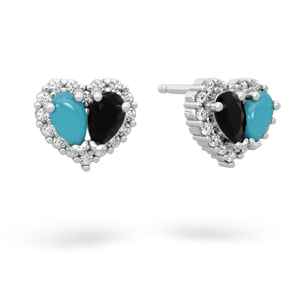 Turquoise Halo 14K White Gold earrings E7008