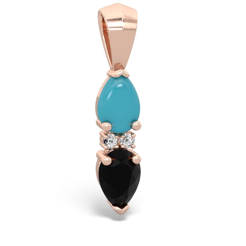 Turquoise Bowtie Drop 14K Rose Gold pendant P0865