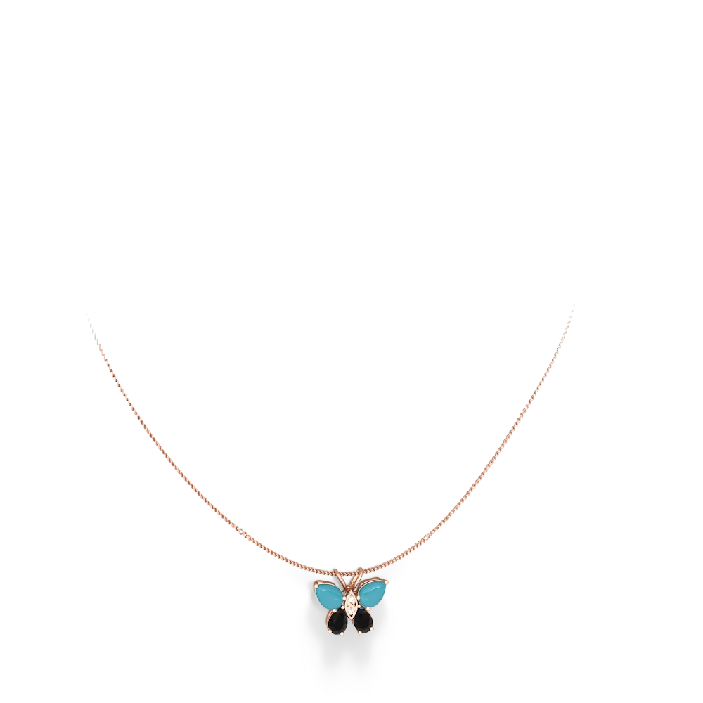 Turquoise Butterfly 14K Rose Gold pendant P2215