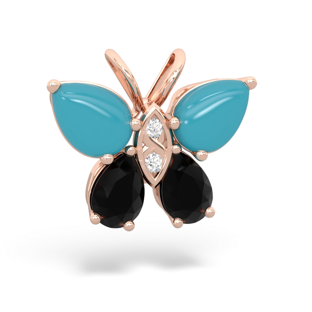 Turquoise Butterfly 14K Rose Gold pendant P2215