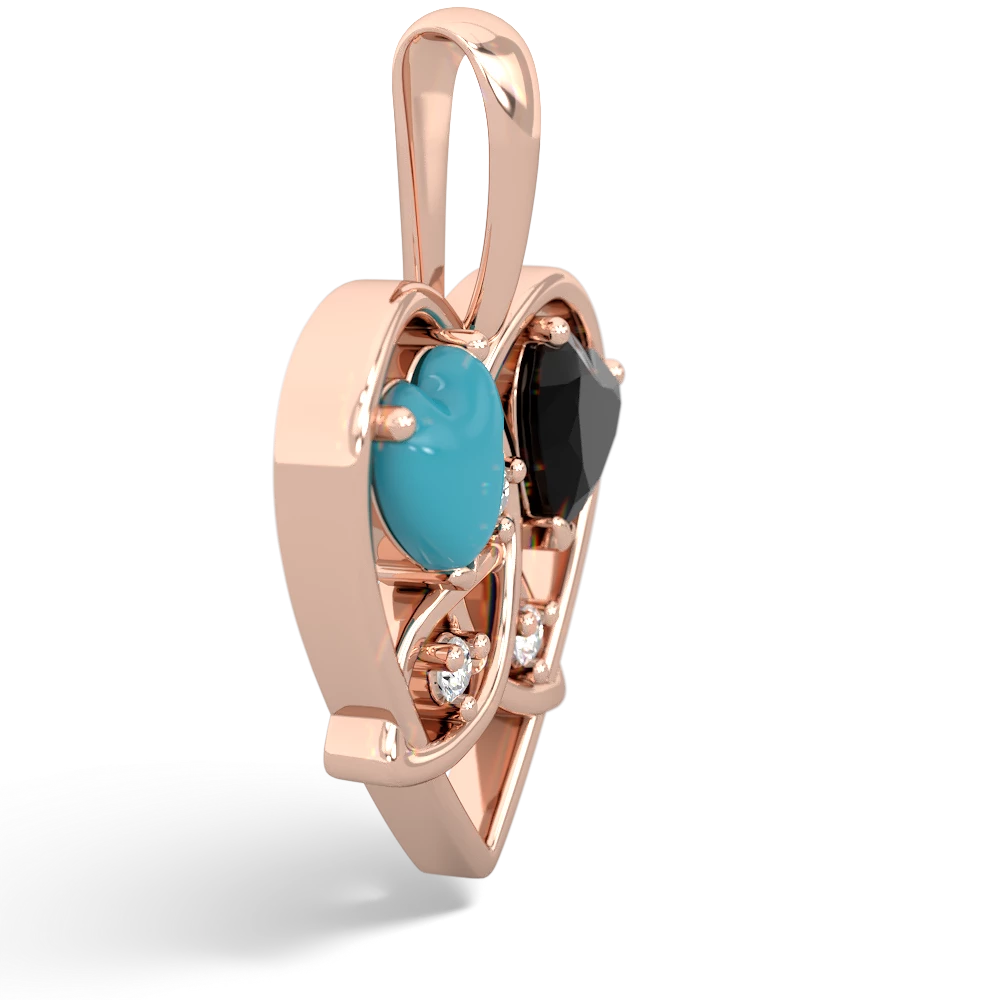 Turquoise Celtic Trinity Heart 14K Rose Gold pendant P5331