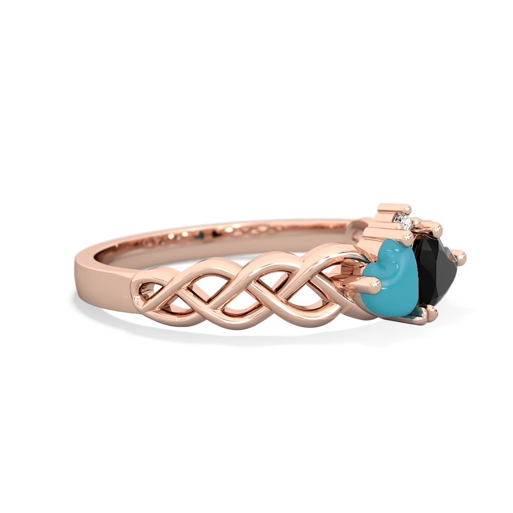 Turquoise Heart To Heart Braid 14K Rose Gold ring R5870