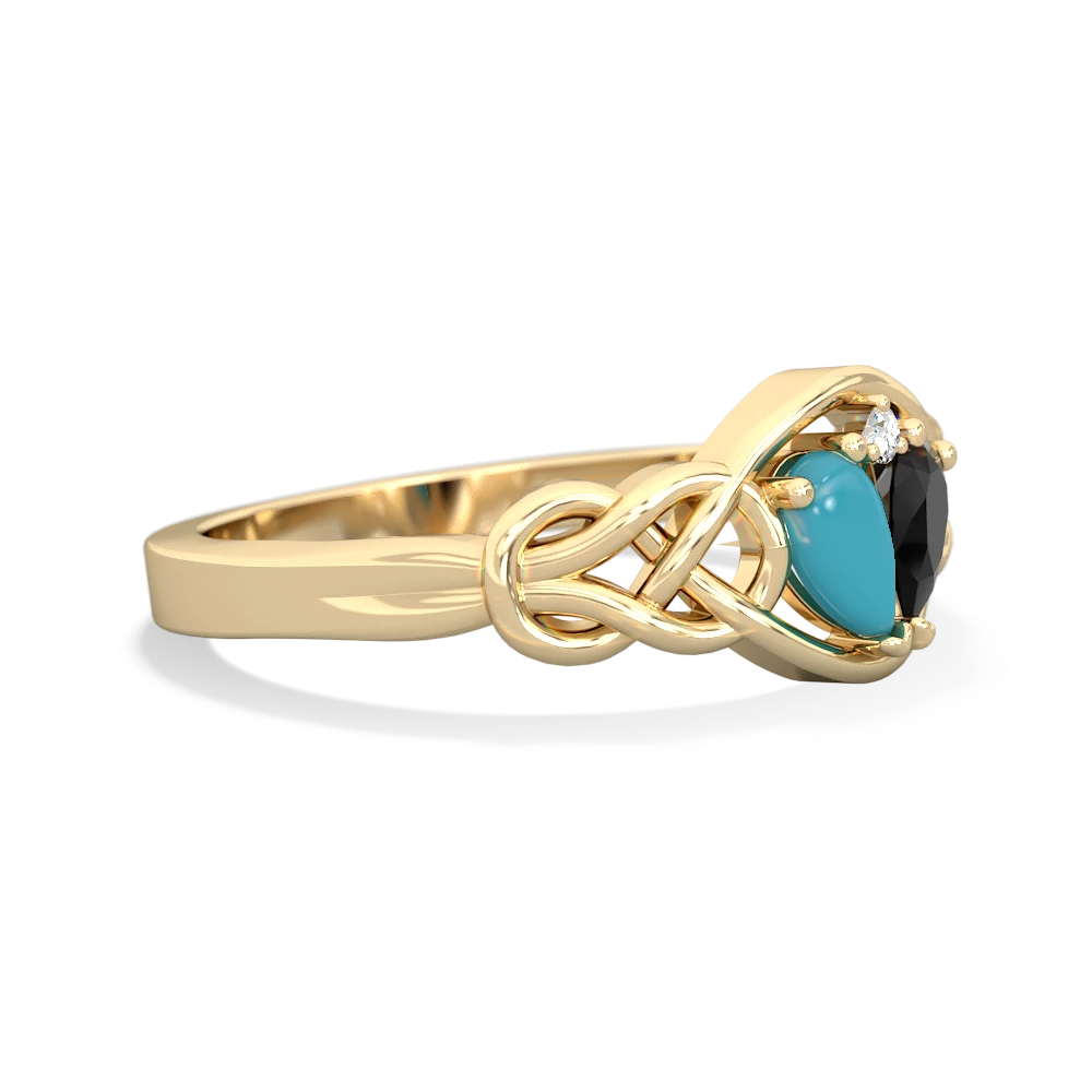 Turquoise Celtic Love Knot 14K Yellow Gold ring R5420