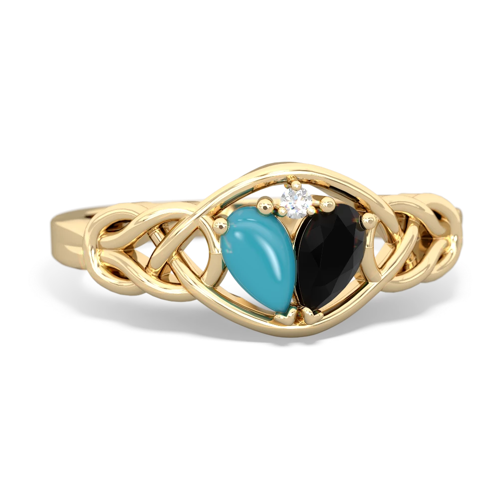 Turquoise Celtic Love Knot 14K Yellow Gold ring R5420