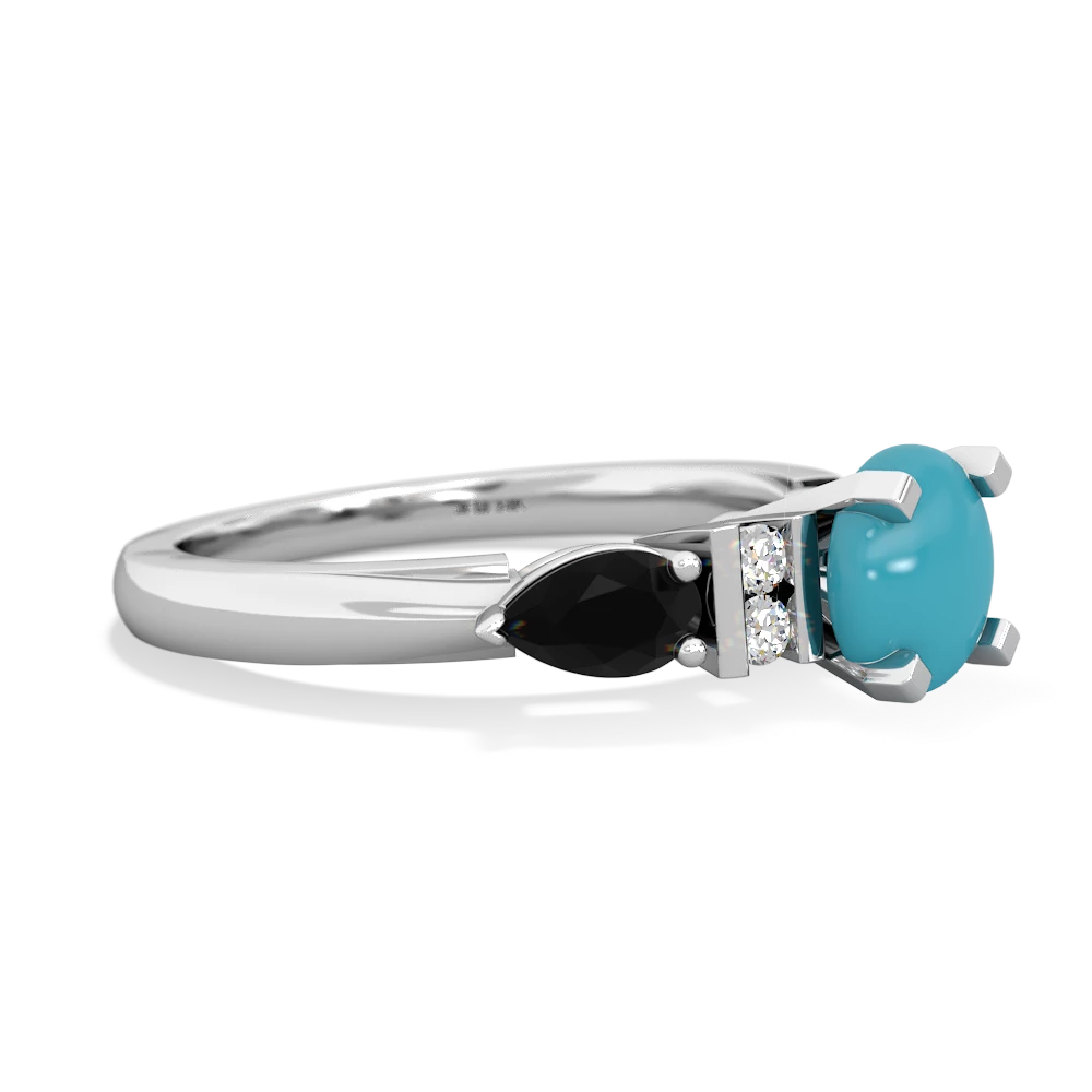 Turquoise 6Mm Round Eternal Embrace Engagement 14K White Gold ring R2005