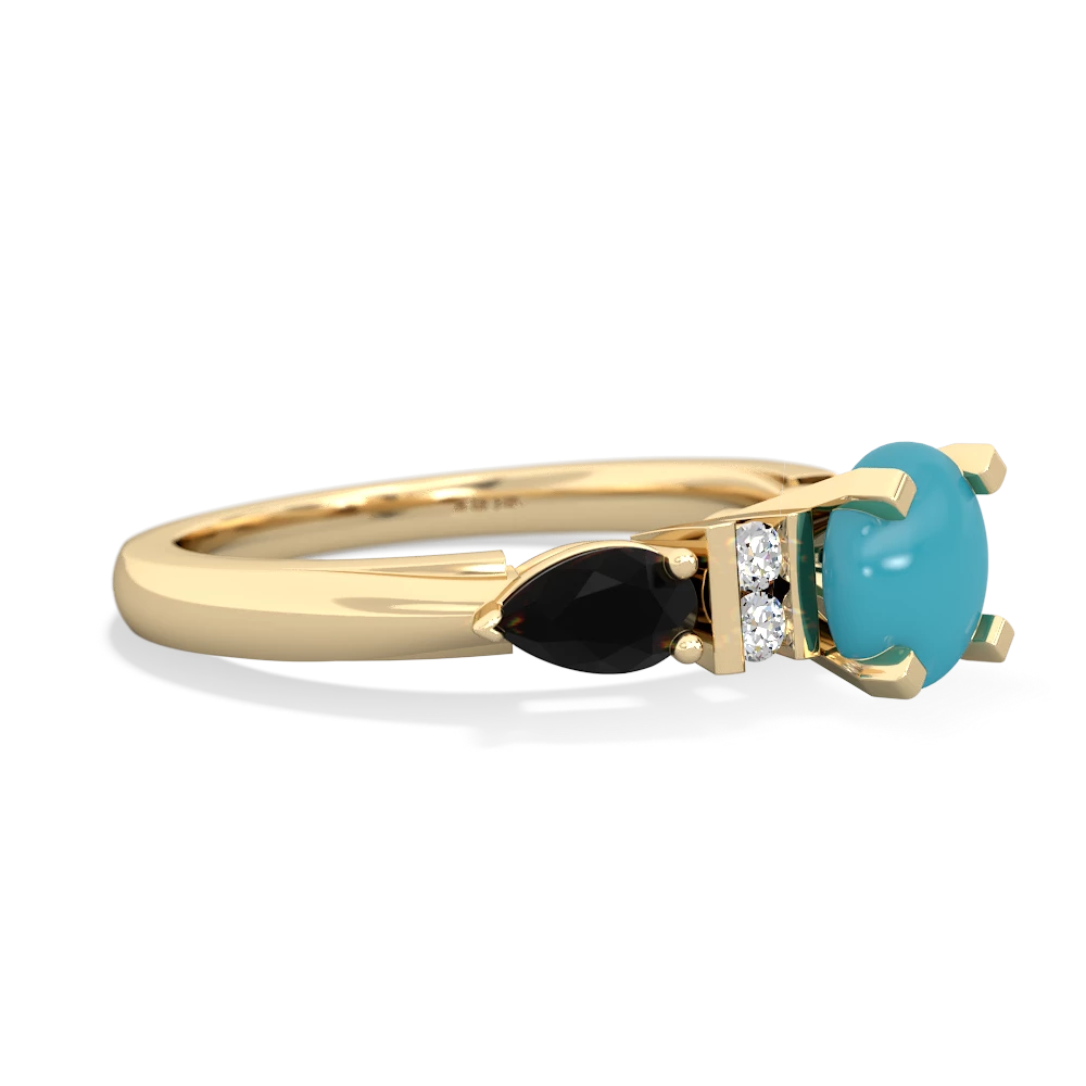 Turquoise 6Mm Round Eternal Embrace Engagement 14K Yellow Gold ring R2005