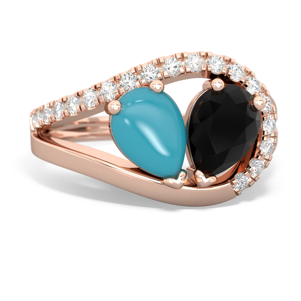 Turquoise Nestled Heart Keepsake 14K Rose Gold ring R5650