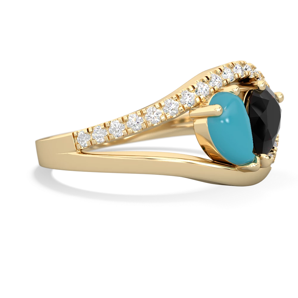 Turquoise Nestled Heart Keepsake 14K Yellow Gold ring R5650