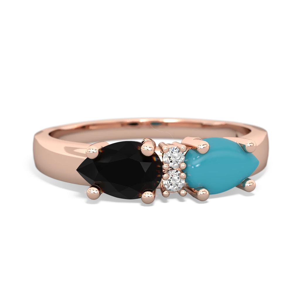 Turquoise Pear Bowtie 14K Rose Gold ring R0865