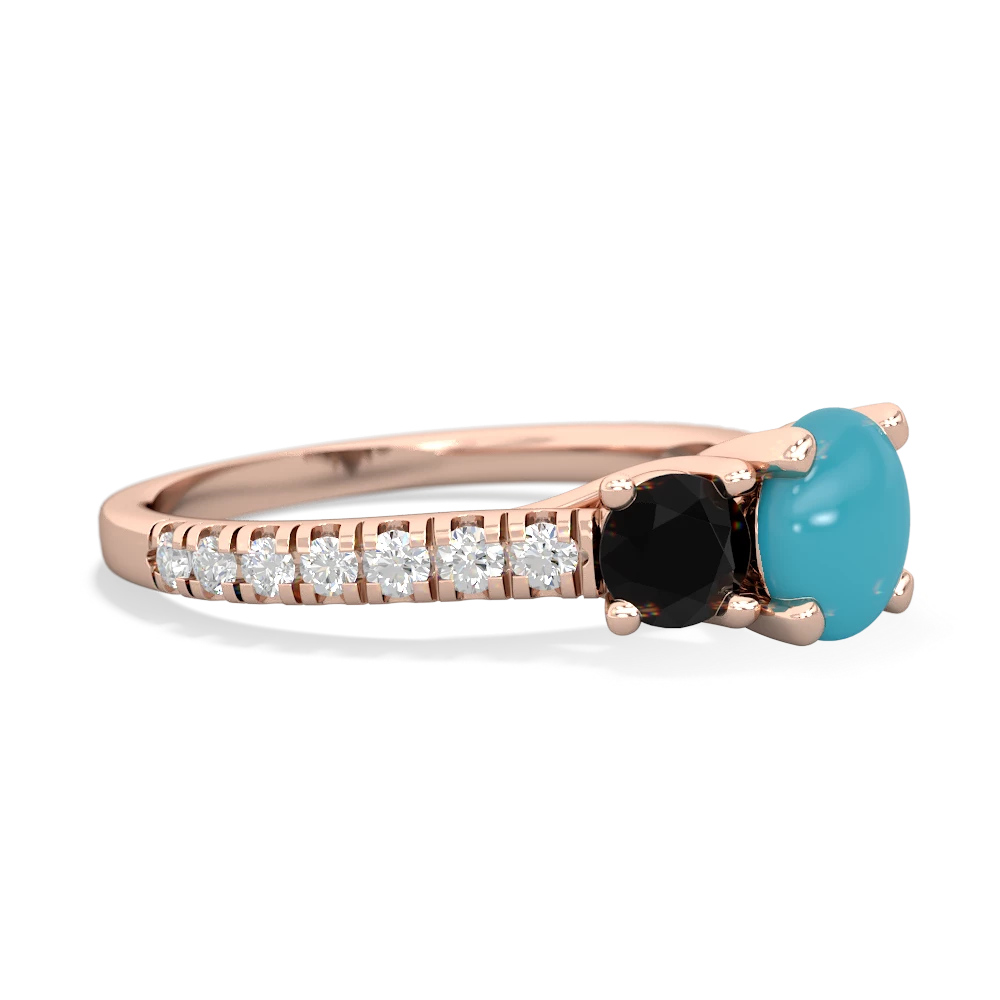 Turquoise Pave Trellis 14K Rose Gold ring R5500