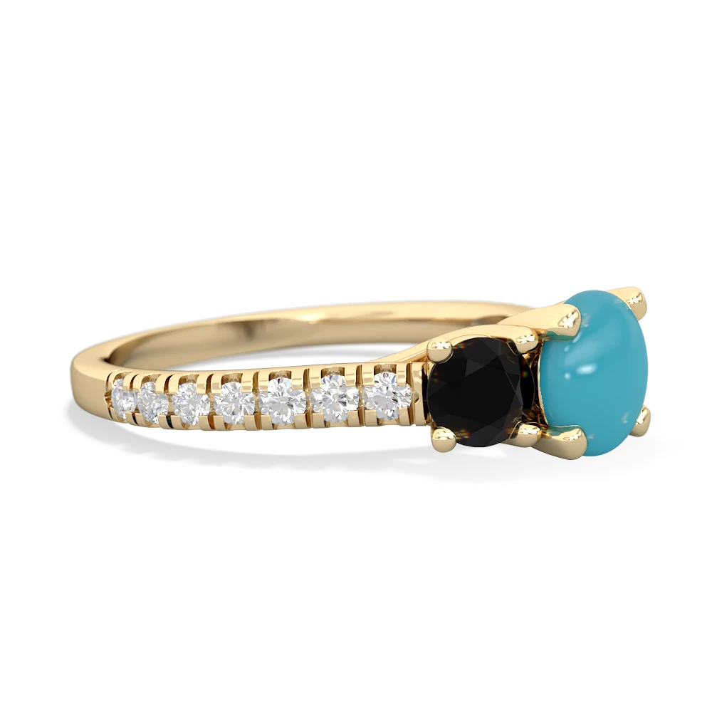 Turquoise Pave Trellis 14K Yellow Gold ring R5500