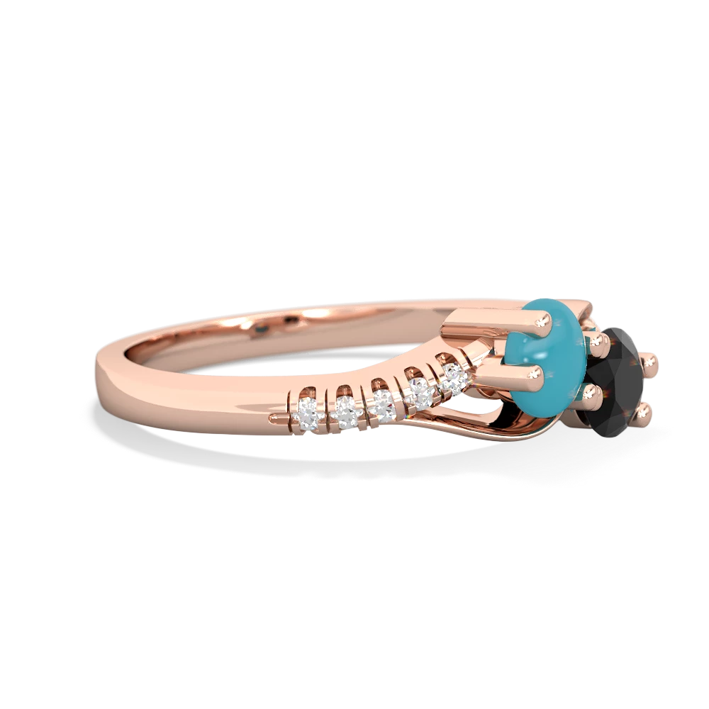 Turquoise Infinity Pave Two Stone 14K Rose Gold ring R5285