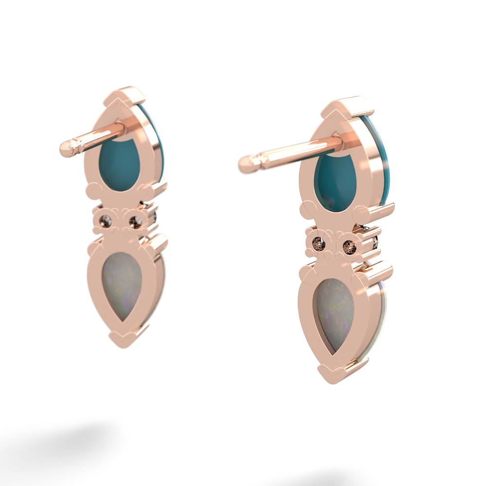 Turquoise Bowtie Drop 14K Rose Gold earrings E0865