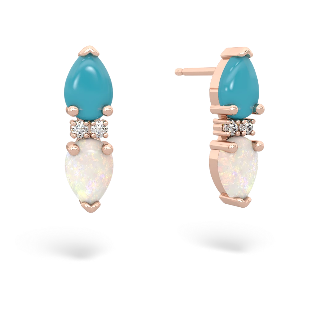 Turquoise Bowtie Drop 14K Rose Gold earrings E0865