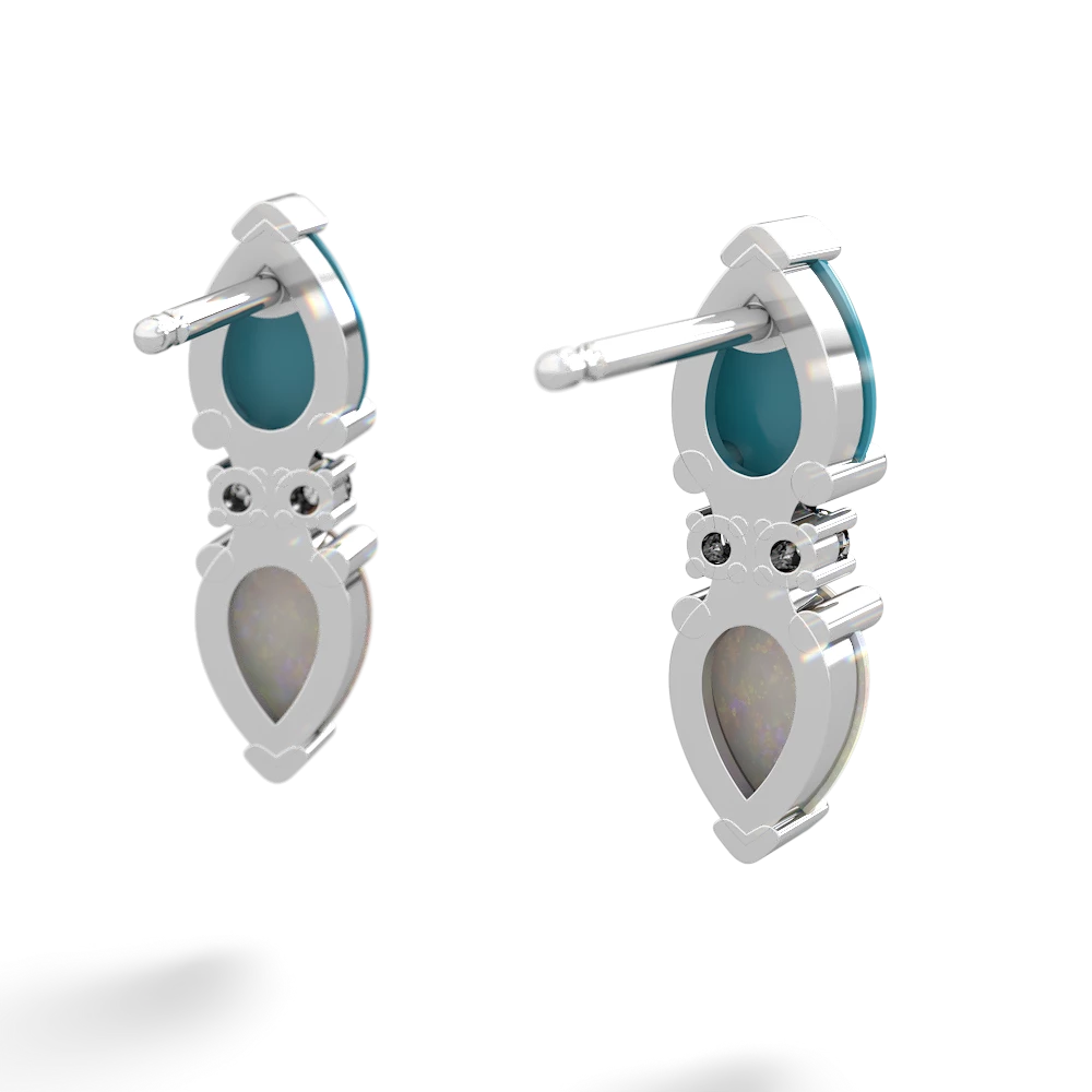 Turquoise Bowtie Drop 14K White Gold earrings E0865