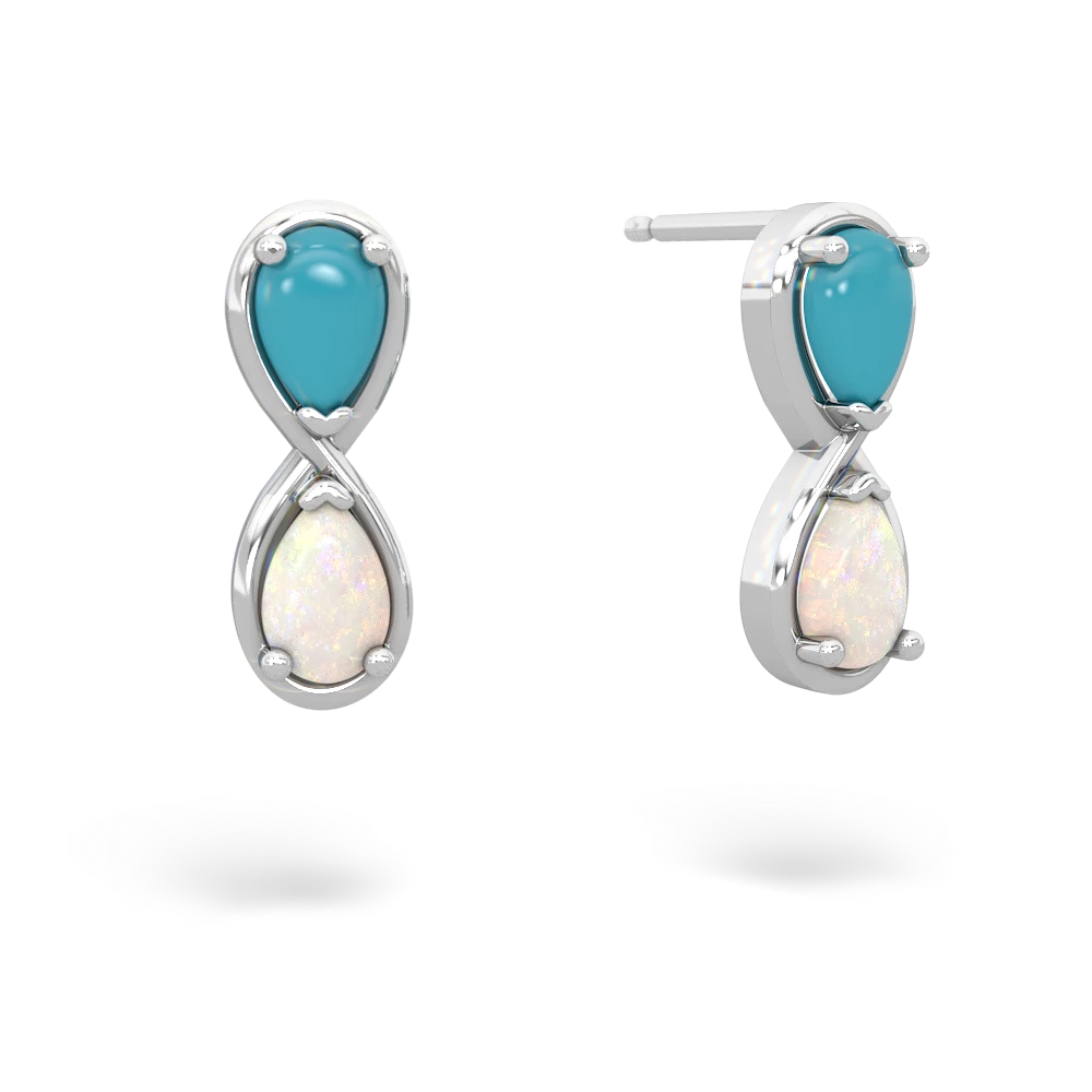 Turquoise Infinity 14K White Gold earrings E5050